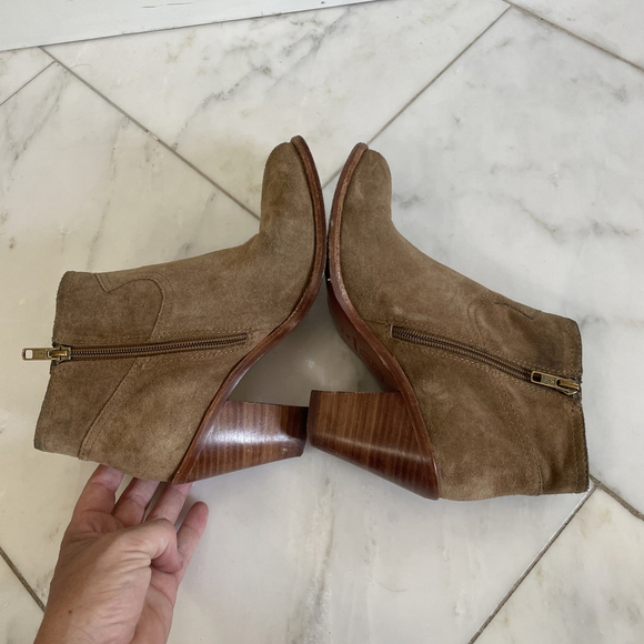 Ash Women’s Ivana Tan Suede Leather Stack Heel Zipper Ankle Boot Euro 38 US 7.5 - Picture 9 of 14